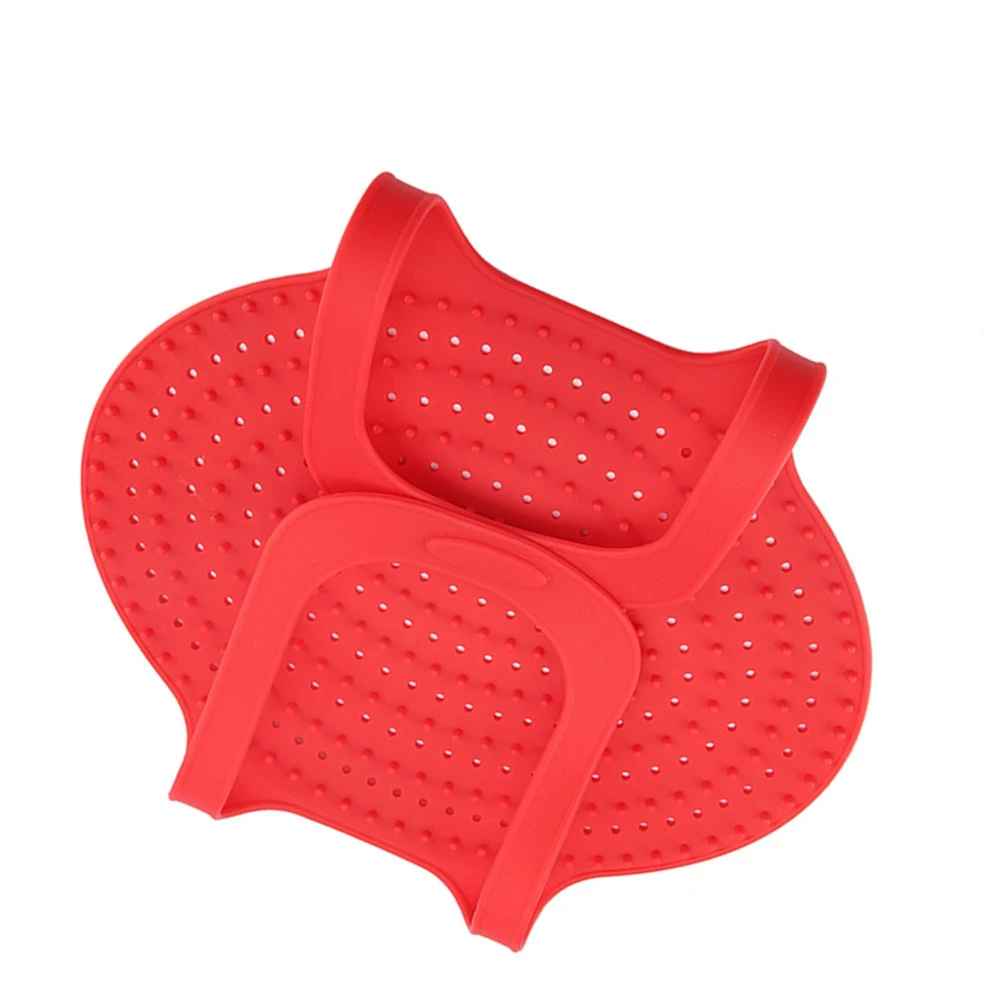 Food Grade Silicone Heat Resistant Turkey Lifter Non Stick Poultry Cooking Mat(Red)