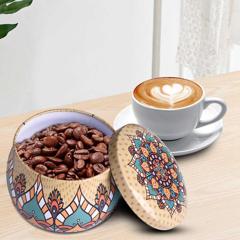 Tinplate Storage Box Metal Canister Home Kitchen Box for Tea Coffee Candy Jewelry Gift (F)