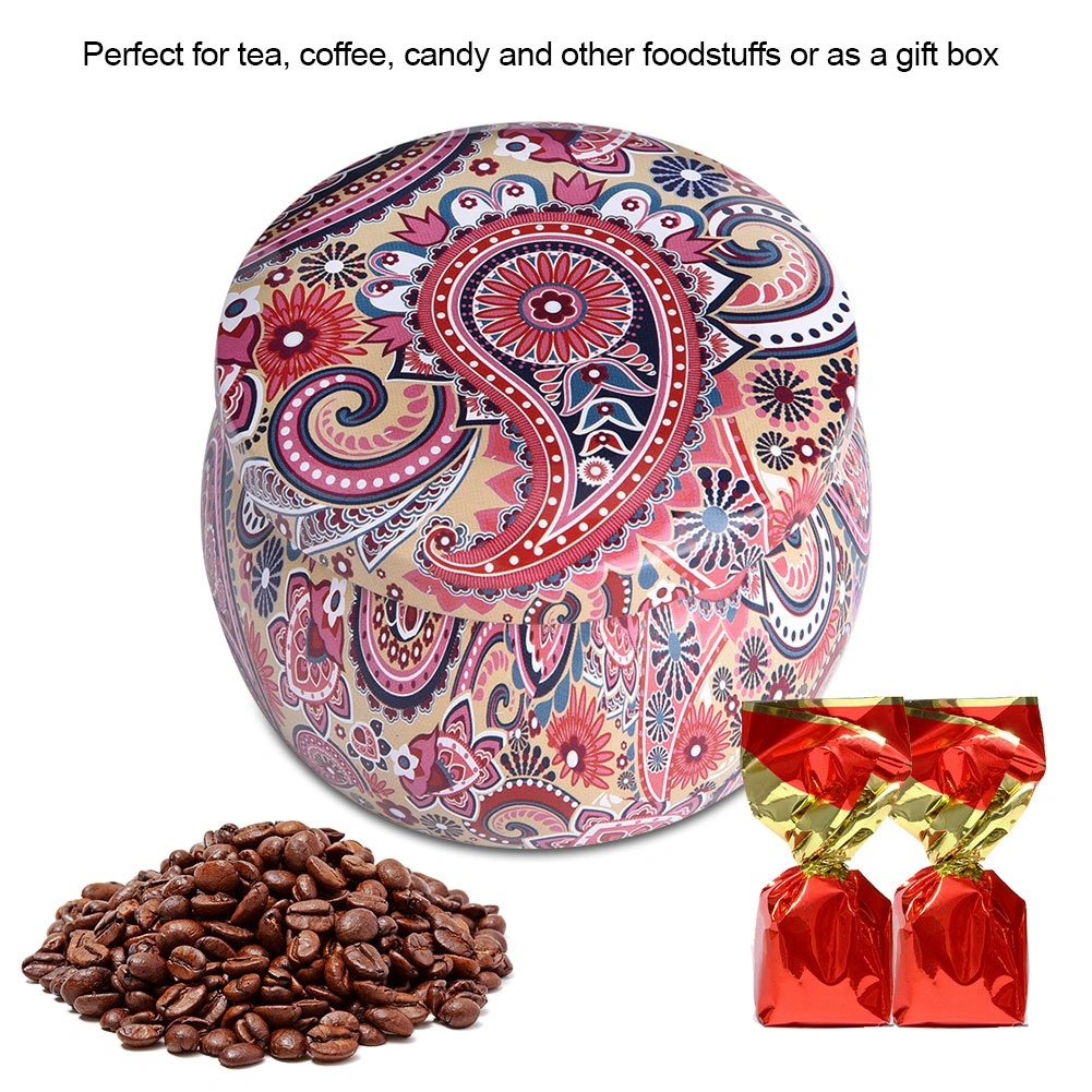 Tinplate Storage Box Metal Canister Home Kitchen Box for Tea Coffee Candy Jewelry Gift (D)