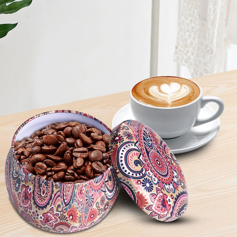 Tinplate Storage Box Metal Canister Home Kitchen Box for Tea Coffee Candy Jewelry Gift (D)