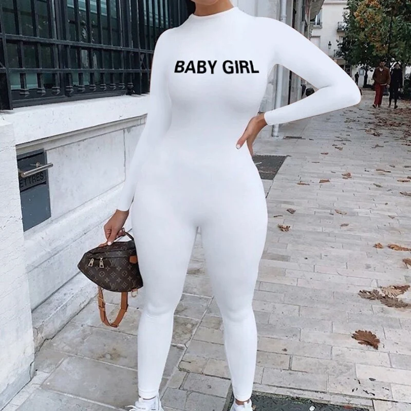 Women's Fall Letters Printed Gym Yoga Sports Round Collar Romper