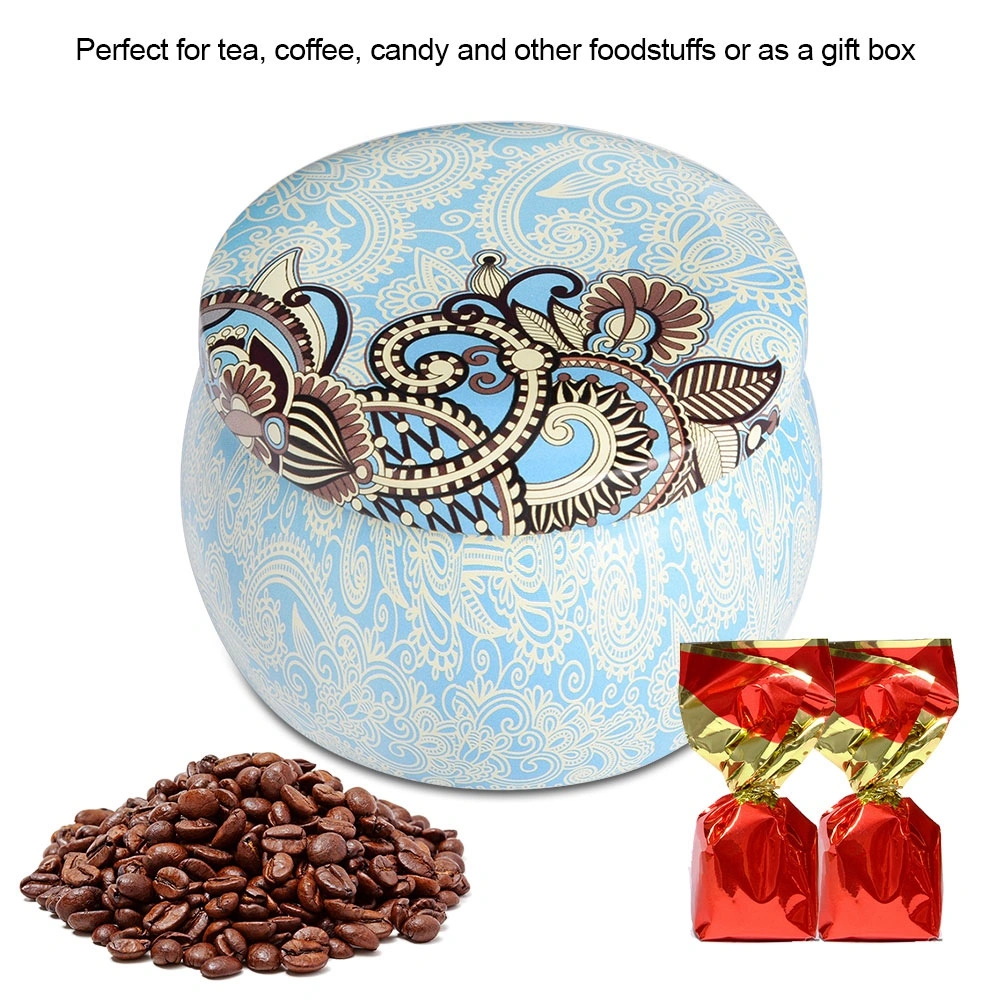 Tinplate Storage Box Metal Canister Home Kitchen Box for Tea Coffee Candy Jewelry Gift (B)