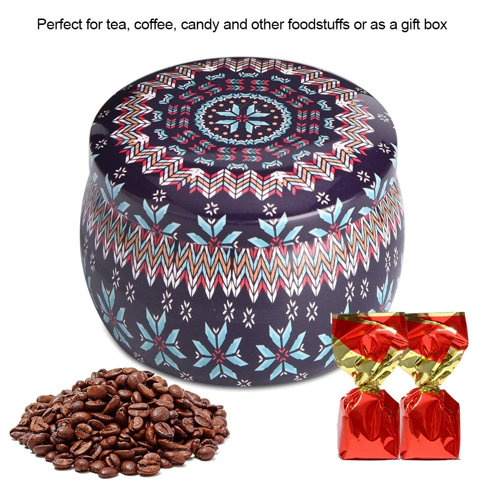 Tinplate Storage Box Metal Canister Home Kitchen Box for Tea Coffee Candy Jewelry Gift (E)