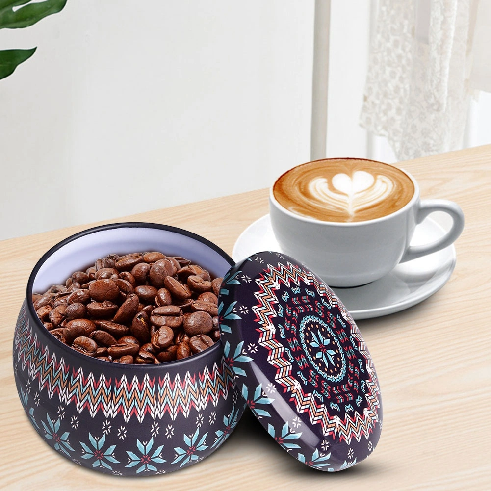 Tinplate Storage Box Metal Canister Home Kitchen Box for Tea Coffee Candy Jewelry Gift (E)
