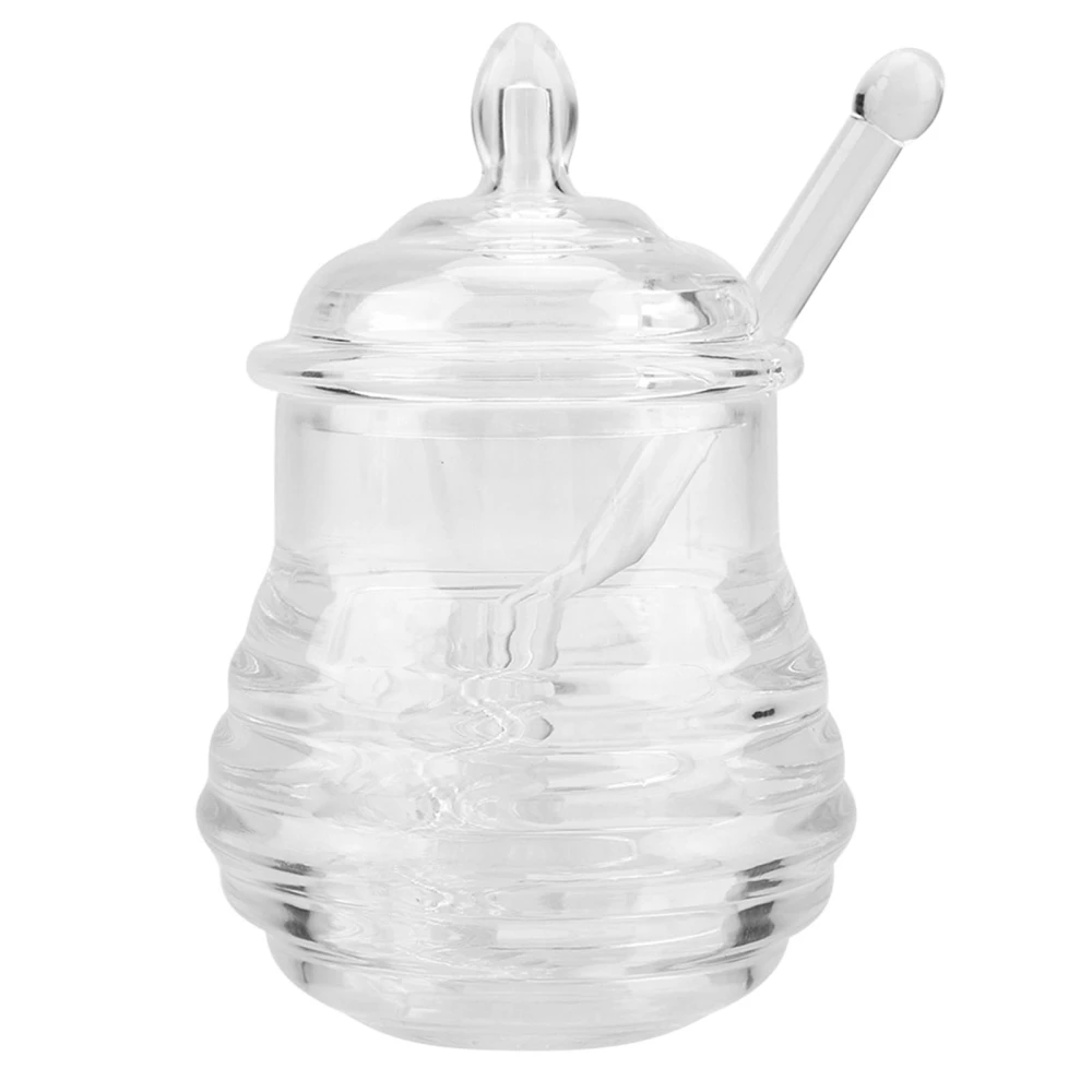 245ml Transparent Beehiveshaped Honey Jar with Dripper Stick for Storing and Dispensing Honey