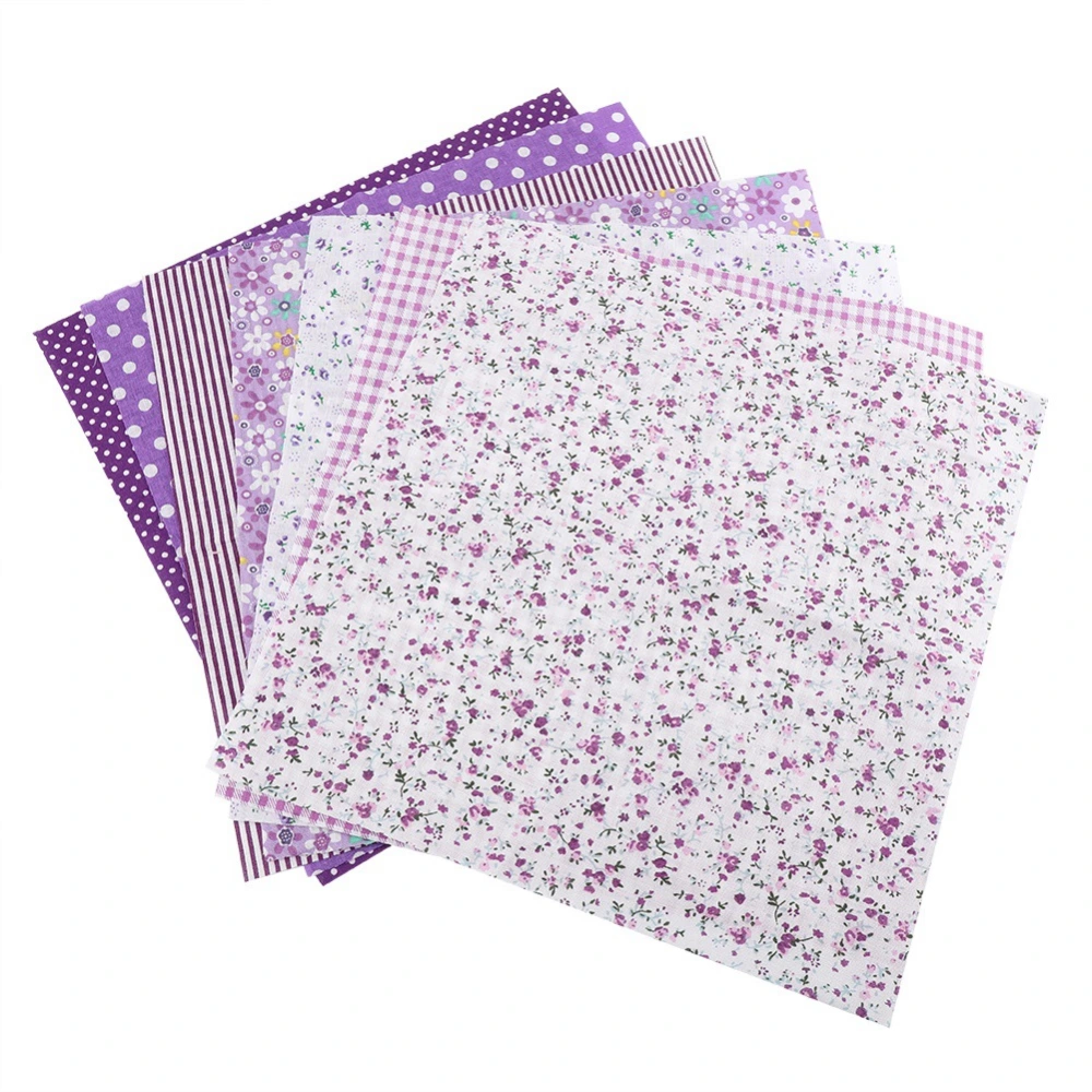 7pcs 25*25cm Cotton Fabric DIY Assorted Squares Pre Cut Bedding Kit Quarters Bundle Purple Dot