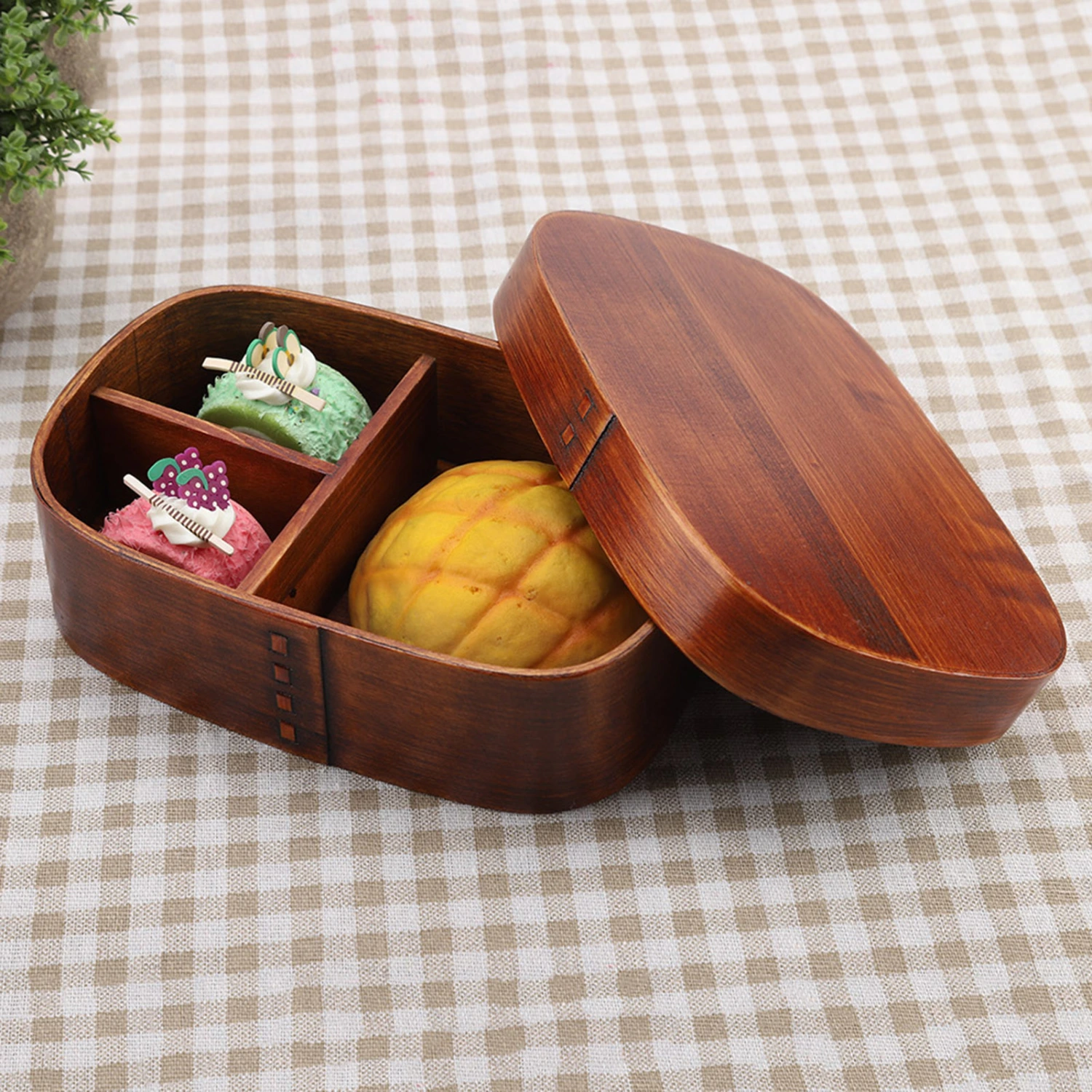 Vintage Natural Wooden Lunch Containers Box Wood Bento Boxes 18*12*5.5cm