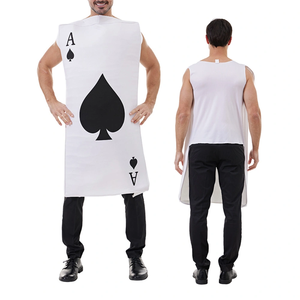 Men Halloween Costume Poker Card Jumpsuit for Role Playing Party 