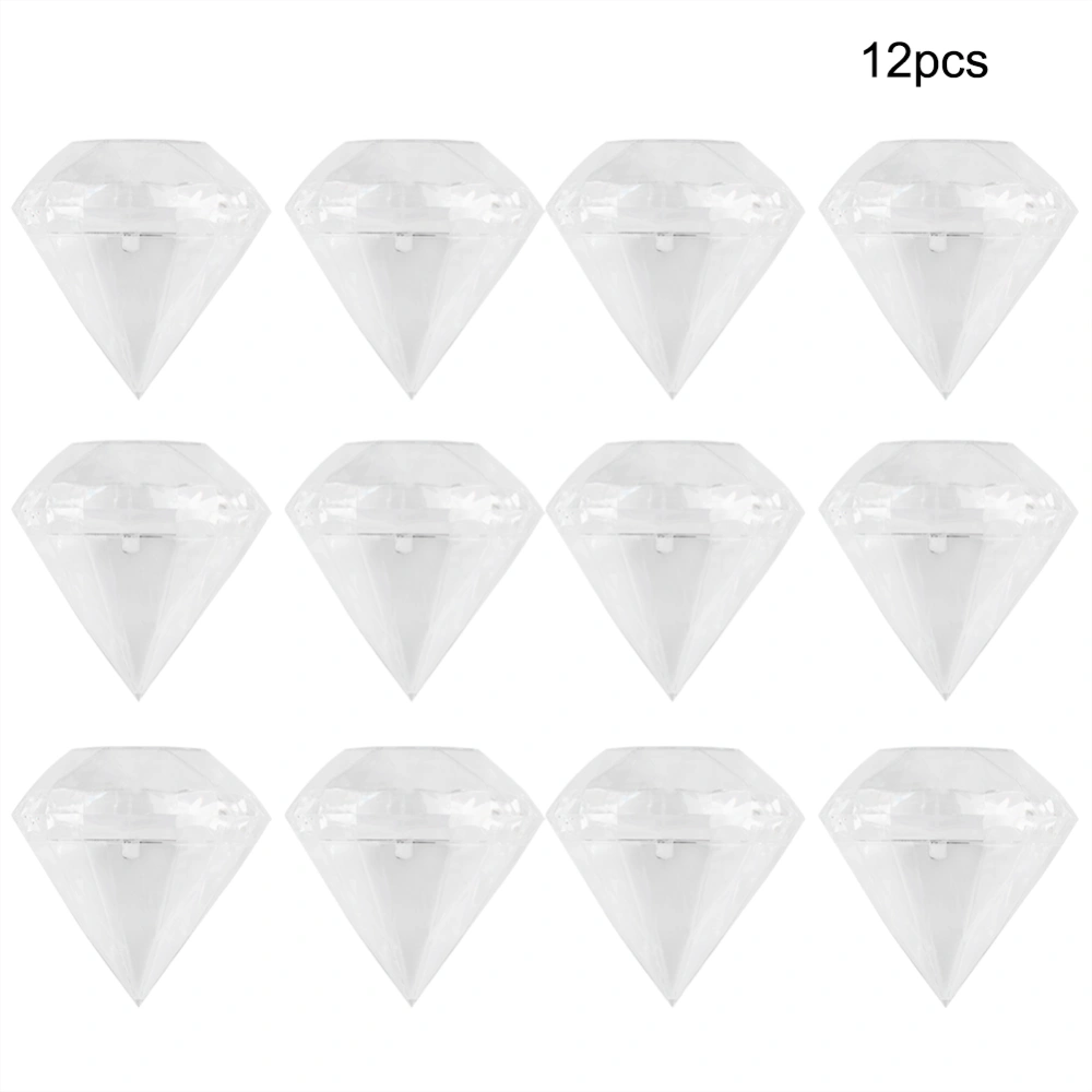 12 pcs Wedding Party Home Diamond Shape Transparent Plastic Happiness Candy Box Case