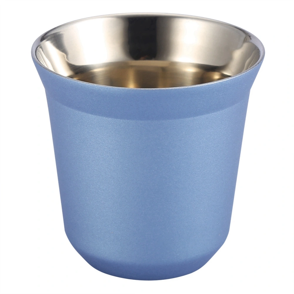 Stainless Steel Double Wall Coffee Cup Beer Mug Tea Cups 85ml for Drinking Bottle(Blue)