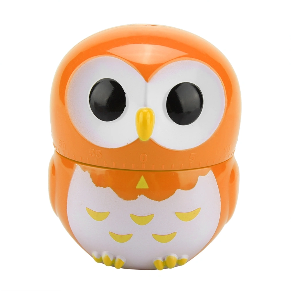 Cute Owl Shape Kitchen Manual Timer Mechanical Home Cooking Counters Clock(Orange)