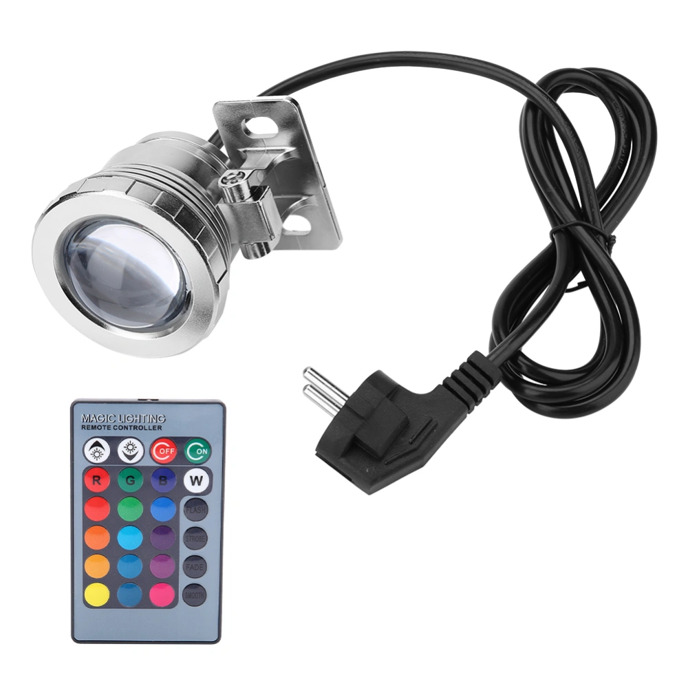 10W RGB Outdoor Waterproof LED Swimming Pool Light Garden Lamp with Remote Controller (Silver)