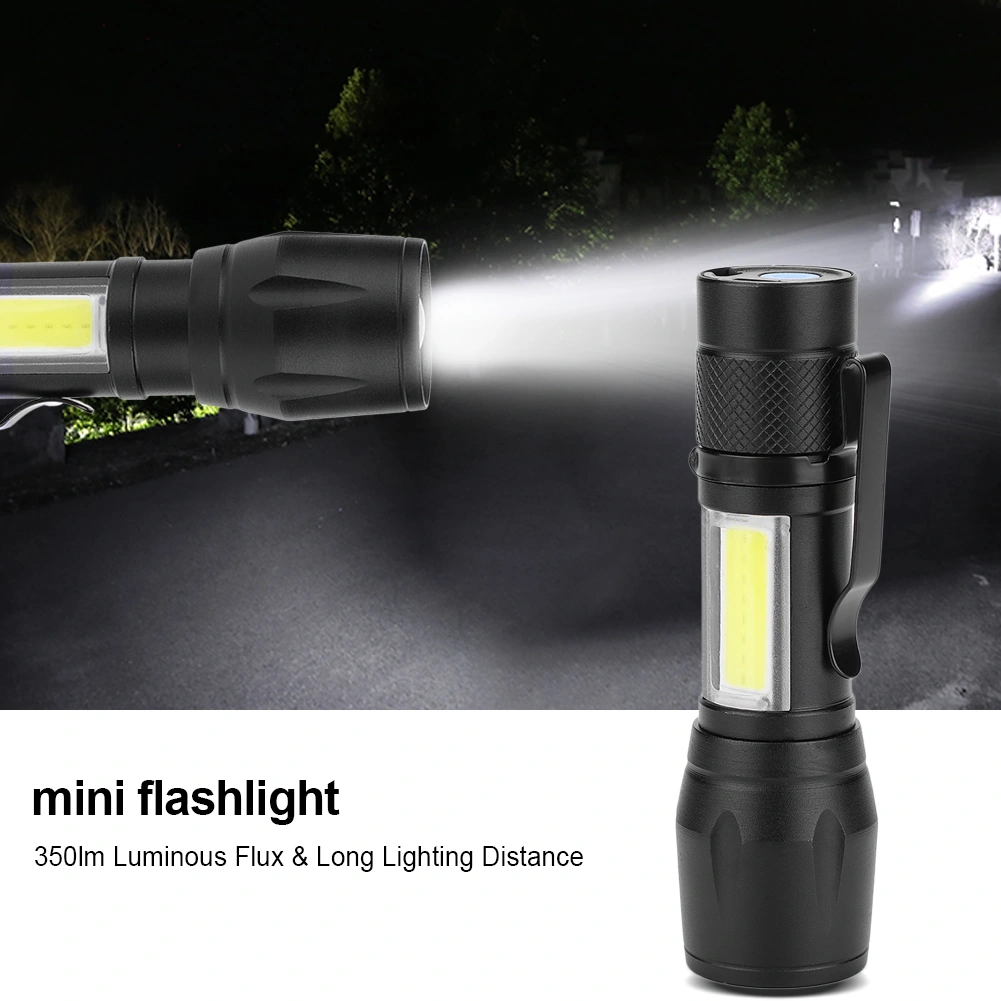 Portable Lightweight USB Rechargeable LED Flashlight COB Lamp Torch Flash