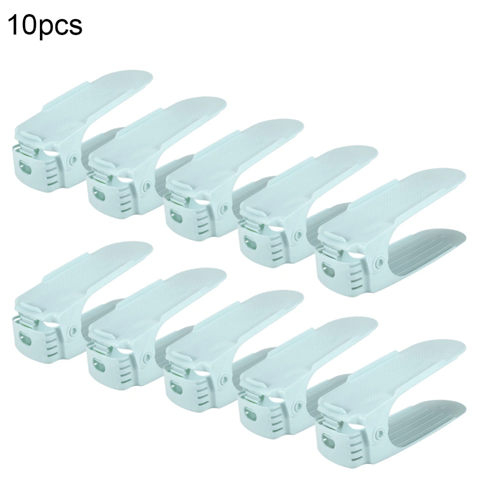 10PCS Adjustable Shoes Rack Holder Organizer Space Saver Shoes Storage 12 Colors (Light Green)