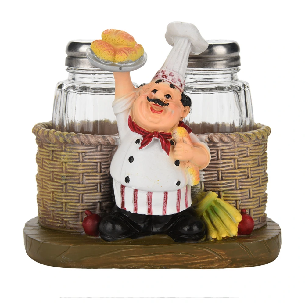 Cute Chef Statue Salt & Pepper Bottle Holder Ornaments Home Decor Kitchen Resin Crafts #B