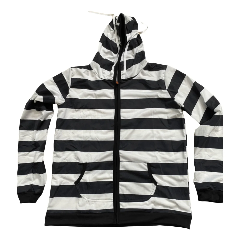 Women Hoodie Sweatshirt Casual Striped Zip Up Jacket with Pockets 