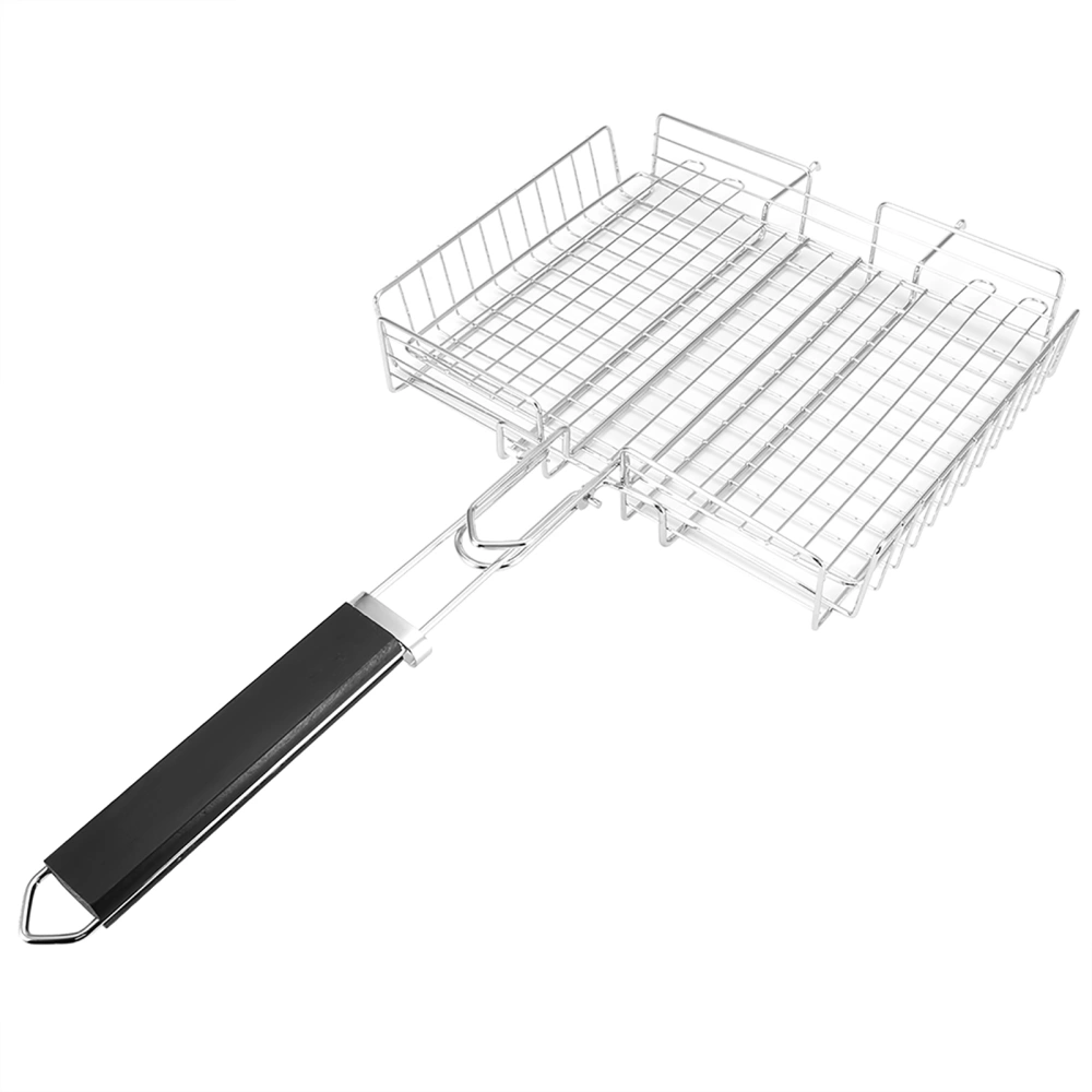 BBQ Net Square Grilled Fish Chicken Net Clip Hand Held Grill Mesh Wire Clamp