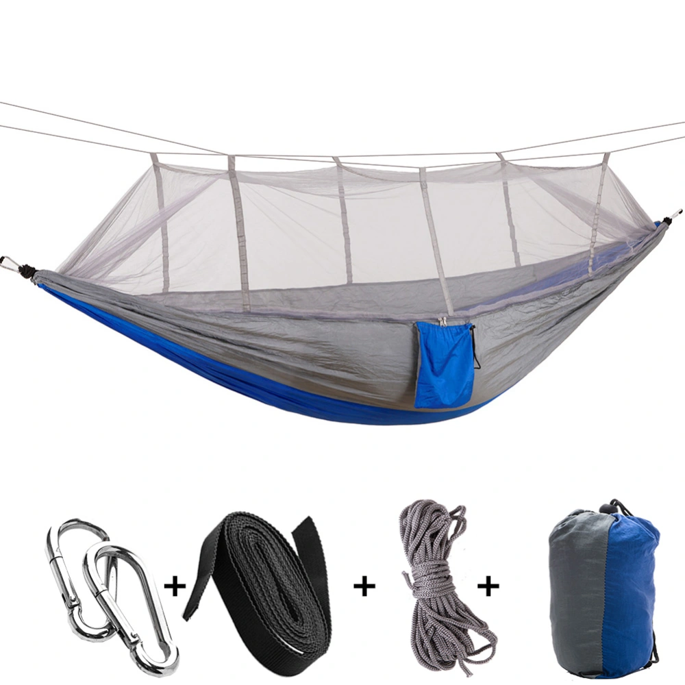 Portable Camping Travel Hammock Hanging Bed with Mosquito Net (Gray Blue)