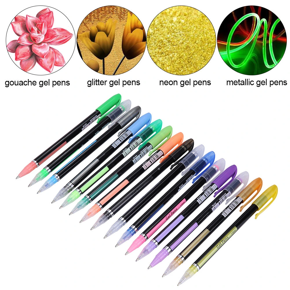 48pcs Gel Pens Colorful Glitter Neon Gouache Metallic Drawing Sketch Pen School Stationery
