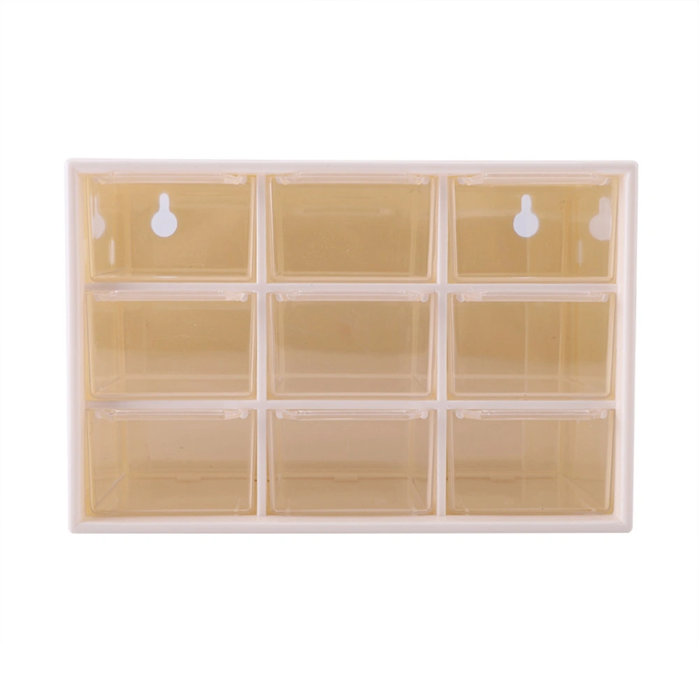 Portable Plastic 9 Lattice Mini Cabinets Drawer Jewelry Cosmetic Storage Box White