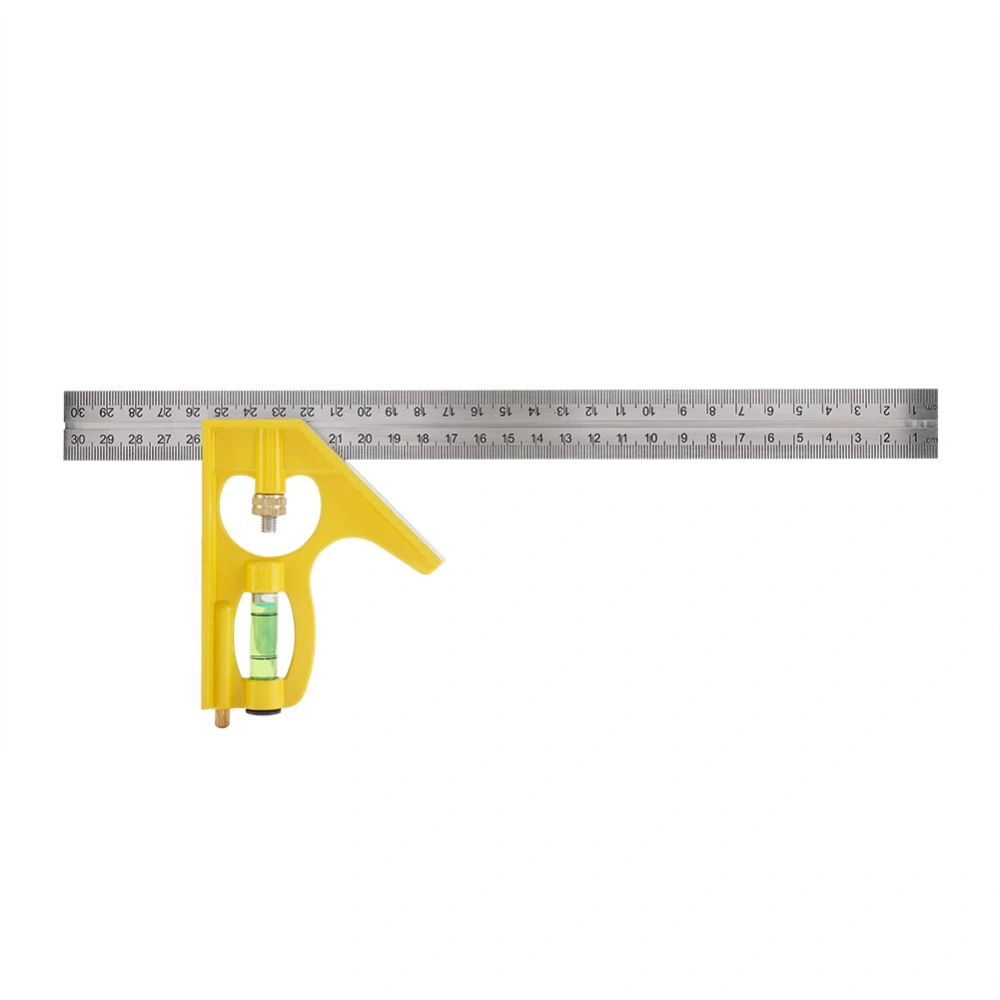 300mm Metal Adjustable Combination Square Right Angle Ruler Engineer Measuring Tool (Yellow)