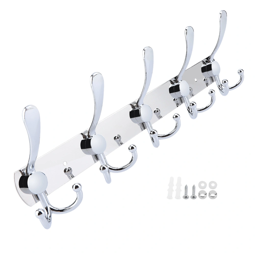 Multifunction Stainless Steel Wall Hanger Hook Rack Towel Hat Rack for Bathroom (5 Hooks)