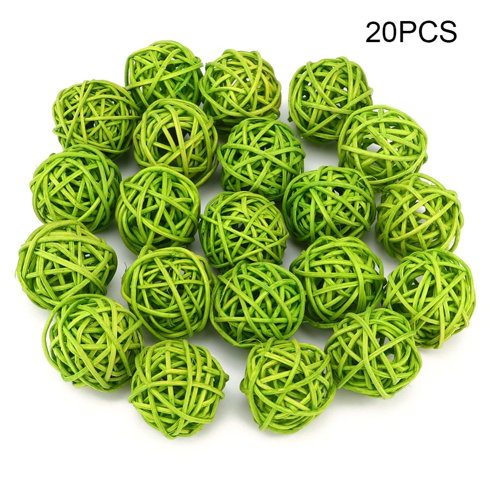 20Pcs Rattan Balls for Garden Wedding Party Christmas Decoration(Green)