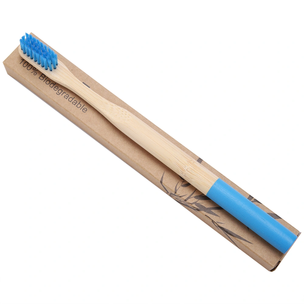 6 Colors Soft Hair Brush Hair Bamboo Handle Toothbrush Adult Oral Care Toothbrush Blue