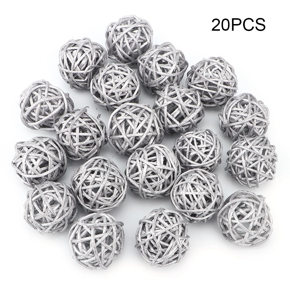 20Pcs Rattan Balls for Garden Wedding Party Christmas Decoration(Silver)