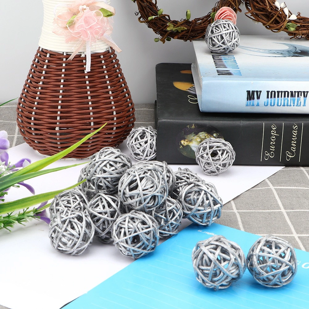20Pcs Rattan Balls for Garden Wedding Party Christmas Decoration(Silver)