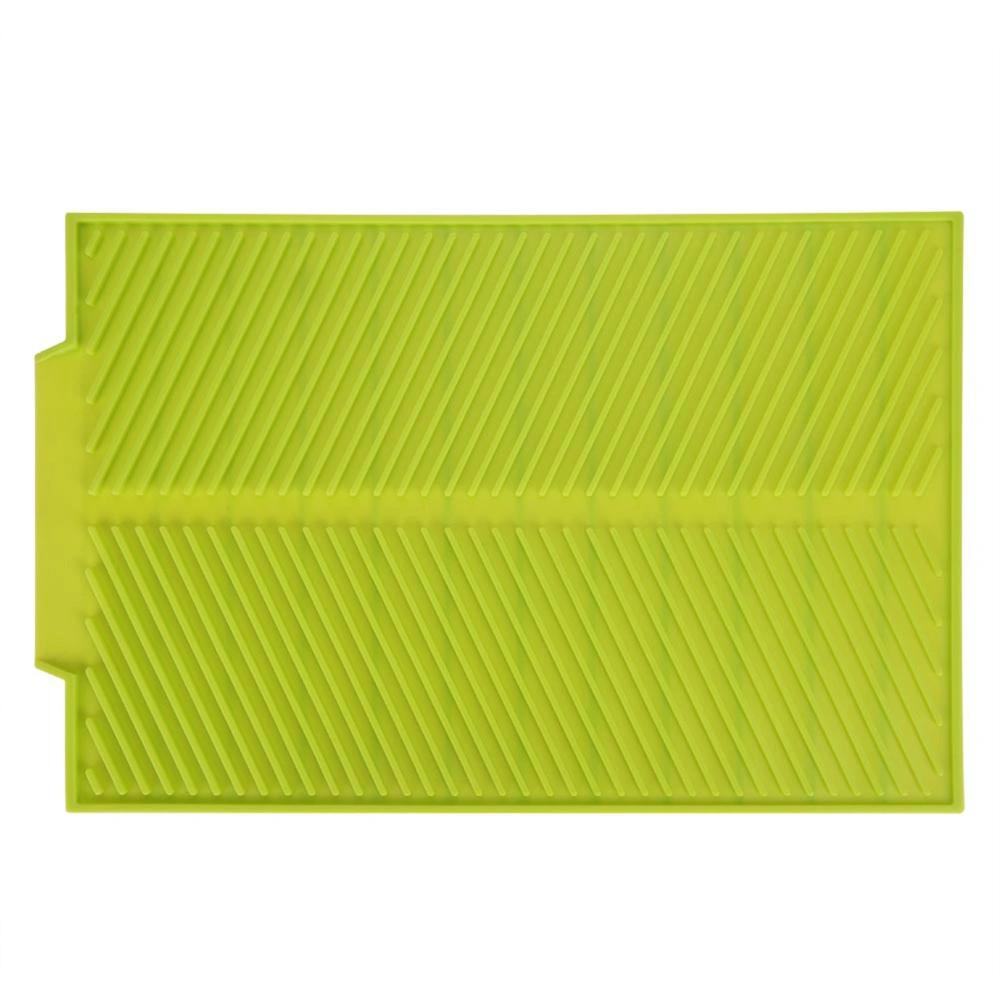 Rectangle Silicone Drain Mat Drying Dishes Pad Heat Resistant Slip proof Tray(Green)