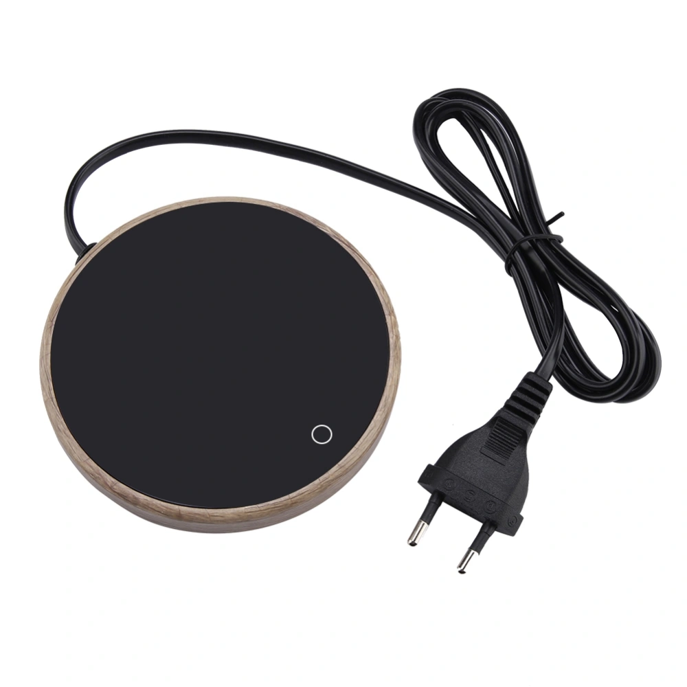 Wood Grain Electric Coffee Cup Warmer Pad Tea Mug Heater for Office Home 220-240V (EU Plug)