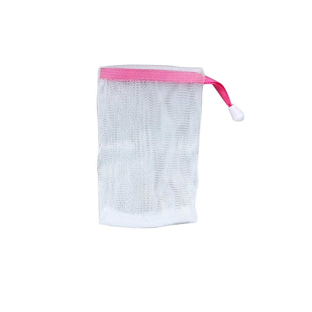 Exfoliating Mesh Drawstring Bubble Foaming Net Soap Bag Facial Body Cleaning Tool(Rose Red)