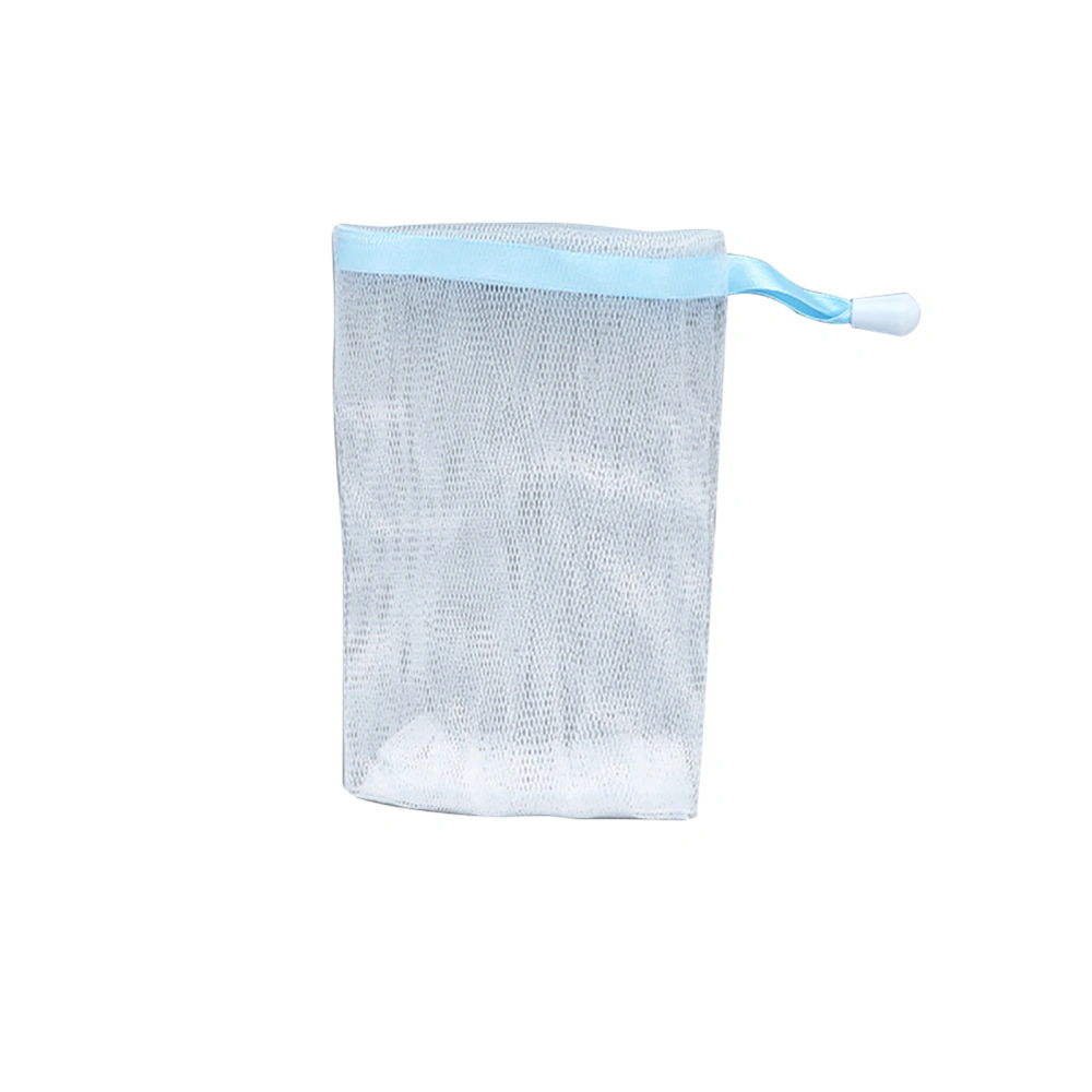 Exfoliating Mesh Drawstring Bubble Foaming Net Soap Bag Facial Body Cleaning Tool(Sky Blue)