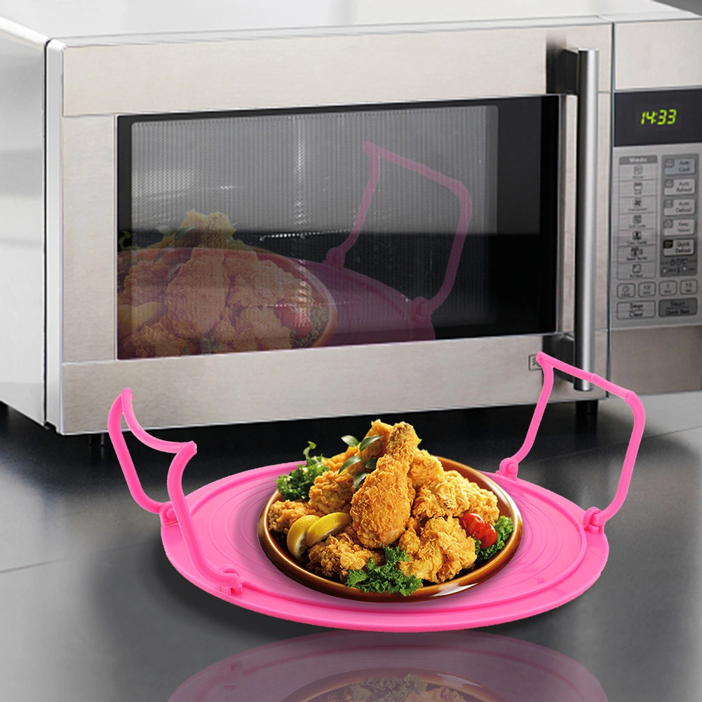 Multifunctional Plastic Microwave Oven Heating Layered Steaming Rack Cooking Tray Rack(Red)