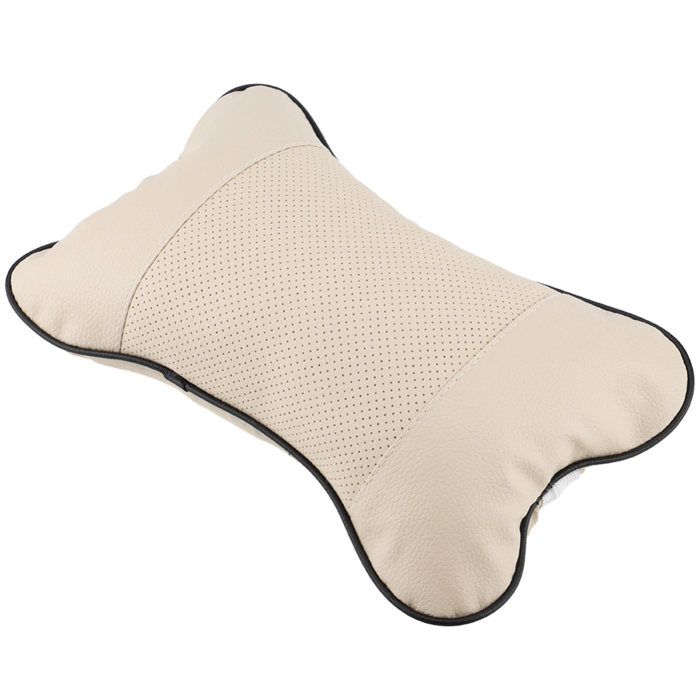 1Pc Soft Auto Car Seat Headrest Pillow Breathable Head Neck Support Cushion Pad(Beige)