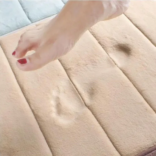 Soft Plain Coral Velvet Absorbent Rugs Room Home Memory Foam Bath Mat