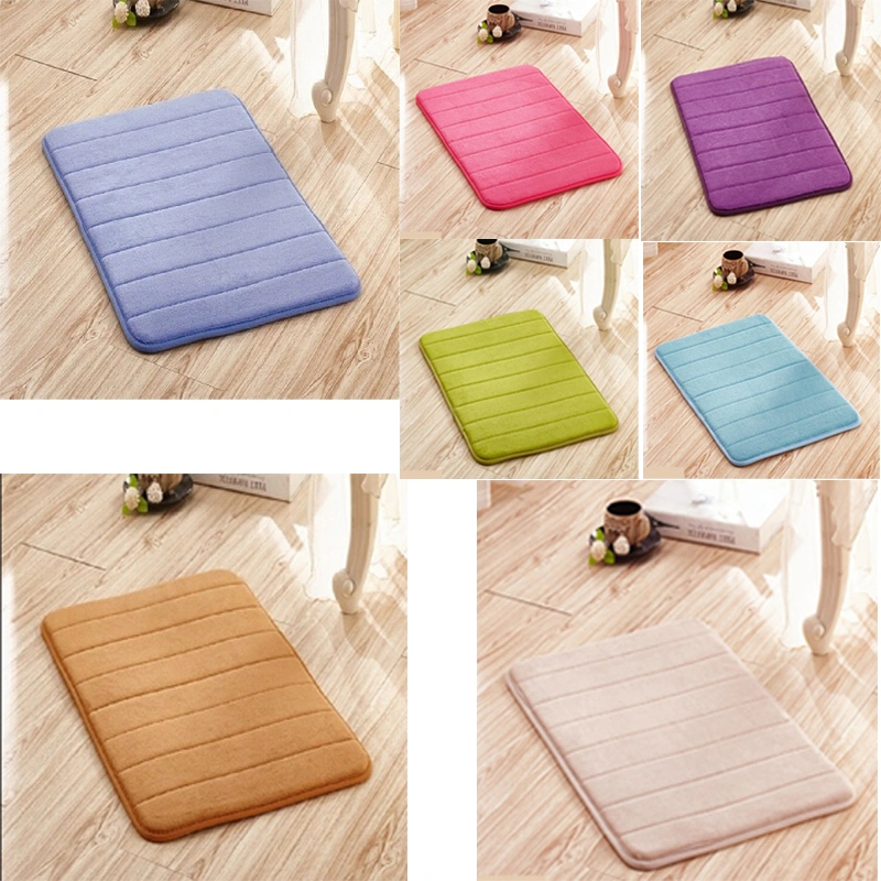 Soft Plain Coral Velvet Absorbent Rugs Room Home Memory Foam Bath Mat
