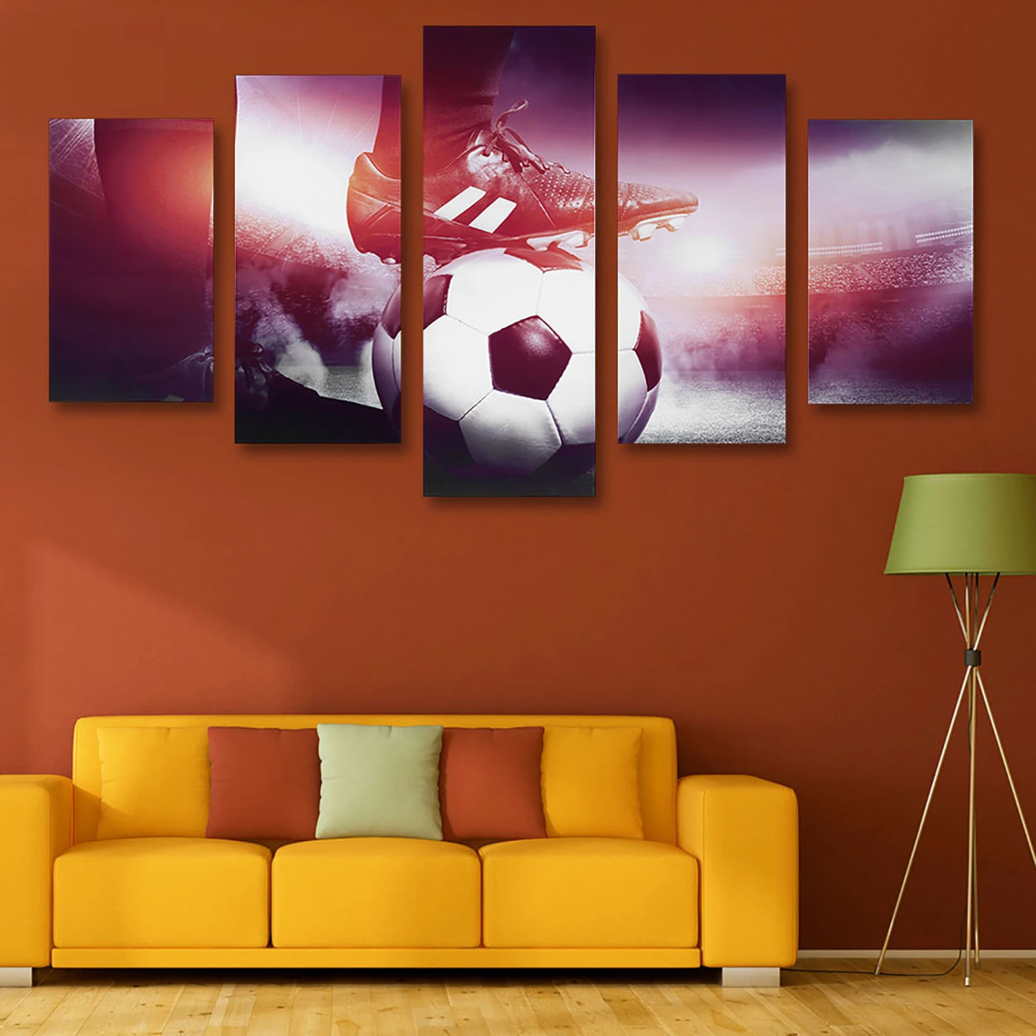 Football Sports Canvas Painting 5 Panels Printed Picture Wall Art Home Office Bedroom Decor (S)
