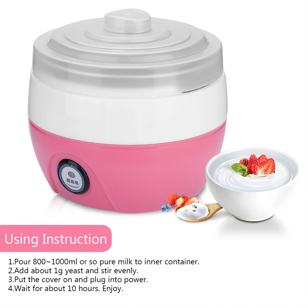 1L Household Electric Automatic Yogurt Yoghurt Maker Stainless Steel Inner Container (Pink)