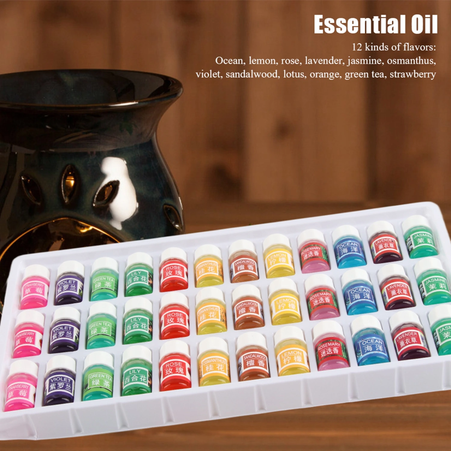 36pcs Set 3 ML Water Soluble Natural Fragrance Essential Oil for for Aromatherapy Humidifier
