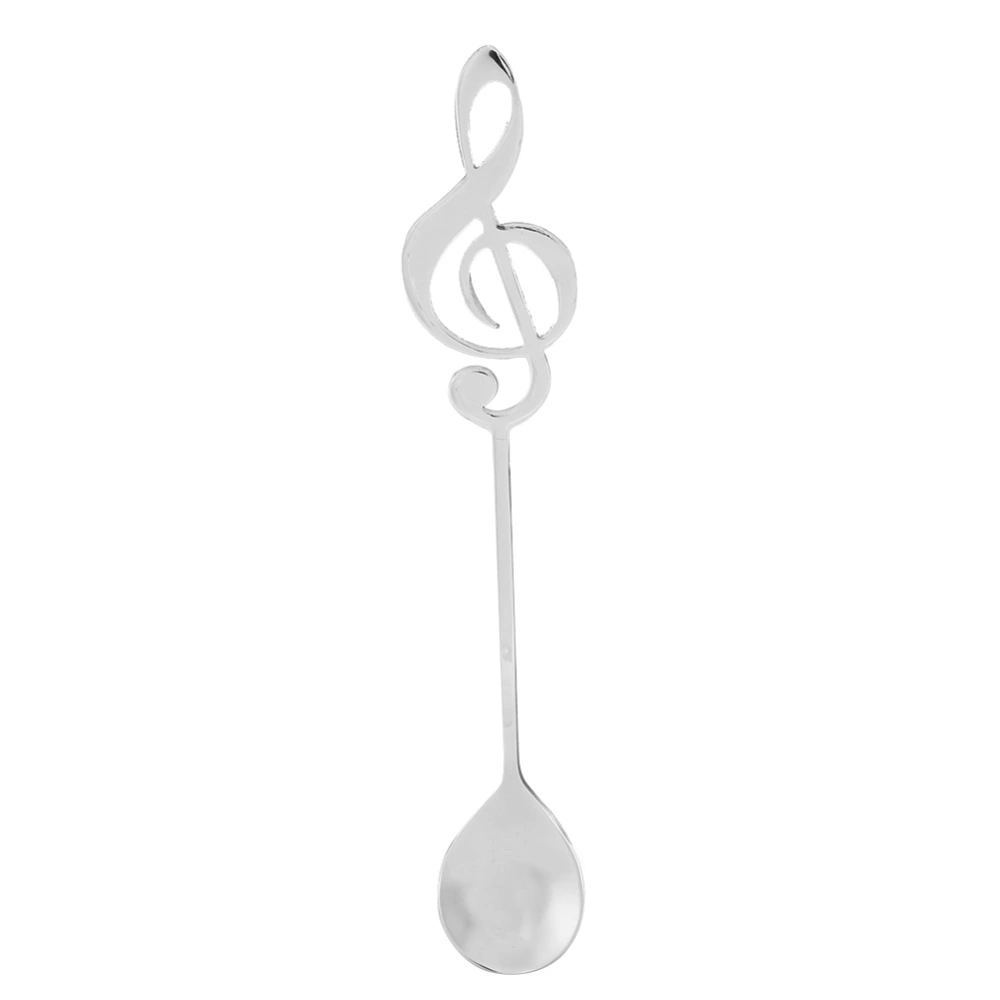 Stainless Steel Dessert Spoon Musical Note Coffee Drinking Stirring Spoons(Sliver)