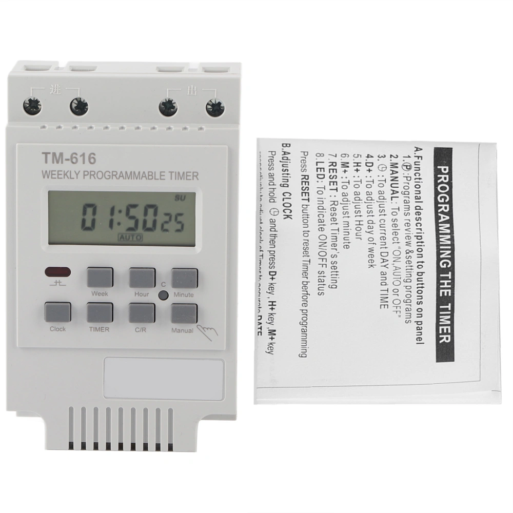 12V Digital Electric Durable Programmable Smart Control Switch Timer(White)