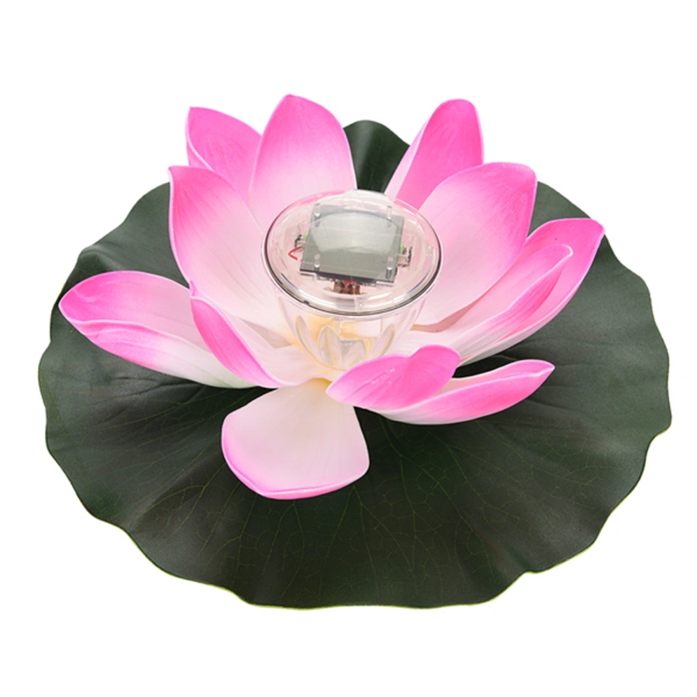 Waterproof Solar Power LED Color Changing Lotus Flower Floating Lamp Garden Colorful Pink