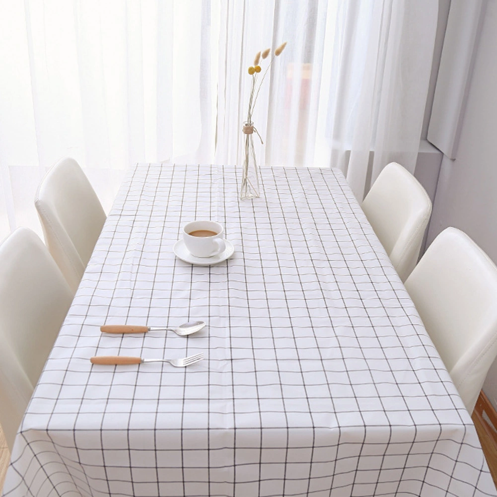 PVC Oil Proof Dining Kitchen Tablecloth End Table Cloth Cover Protector Black&White Plaid Print