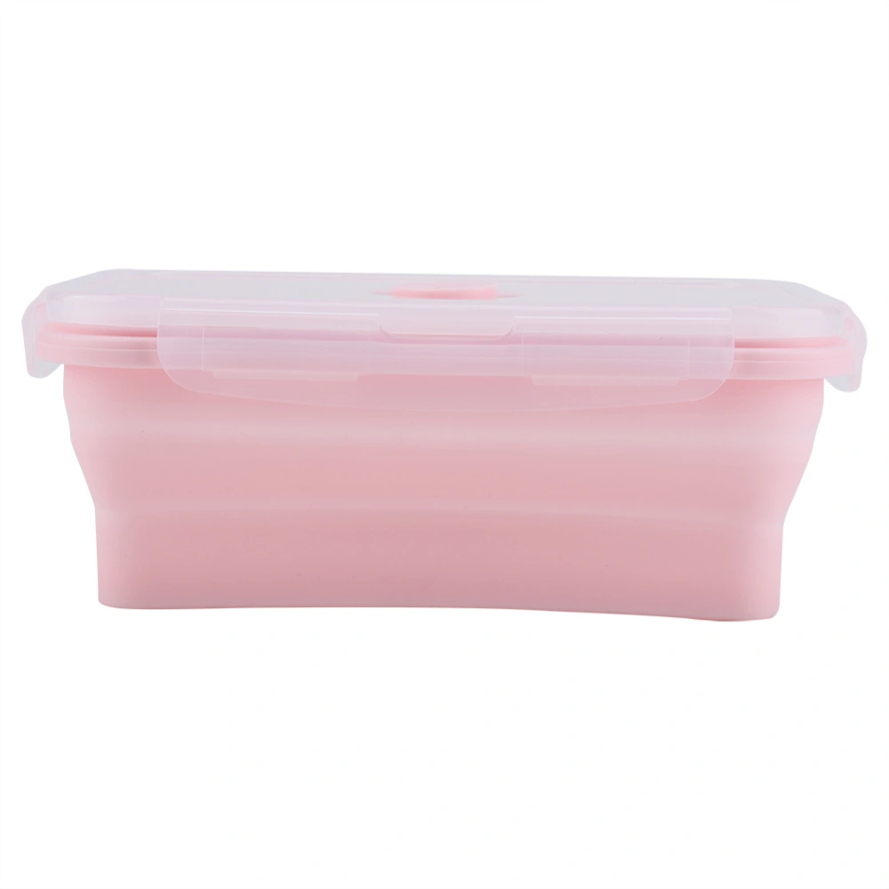 Portable Silicone Lunch Box Folding Microwave Safe Lunchbox Food Container Pink 800ml