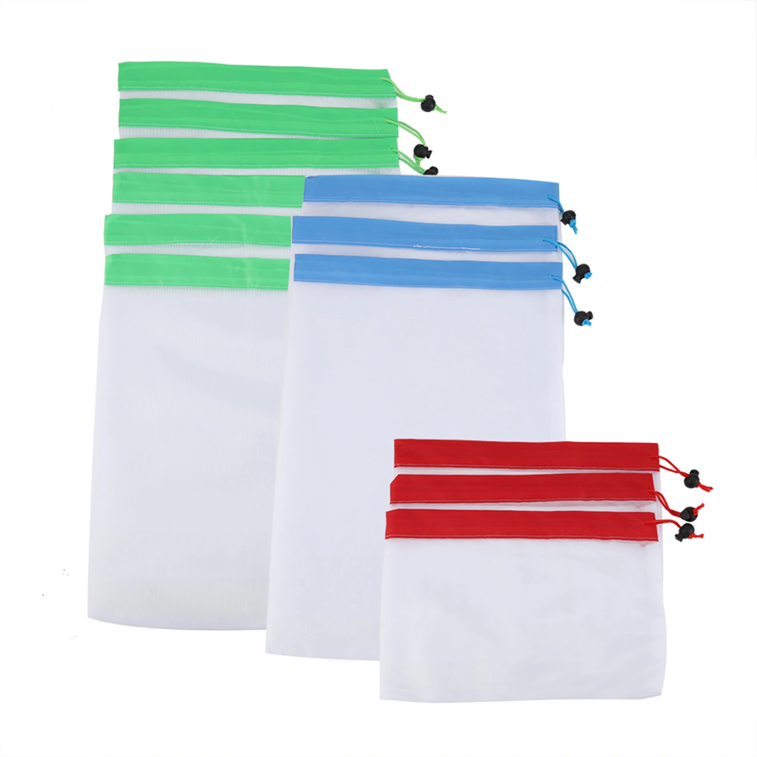 12Pcs Reusable Drawstring Mesh Bags Fruit Vegetable Sacks Storage Shopping Bag Toys Pouch