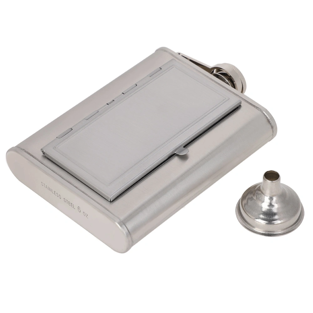 Portable Stainless Steel Cigarettes Case Hip Flask with Funnel for Home Outdoor(White)