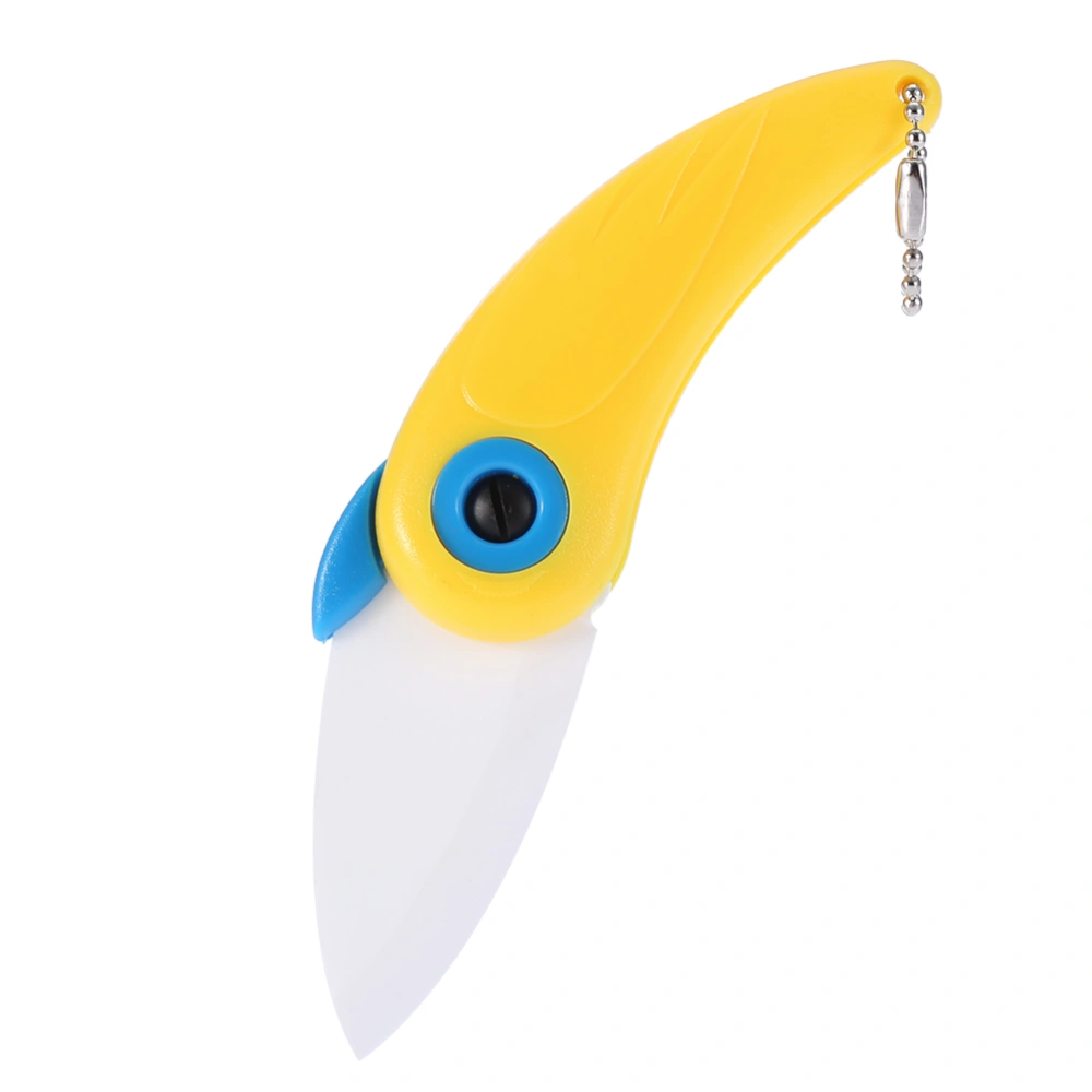 Mini Bird Kitchen Fruits Vegetable Ceramic Folding Pocket Knife Cutting Tools (Yellow)