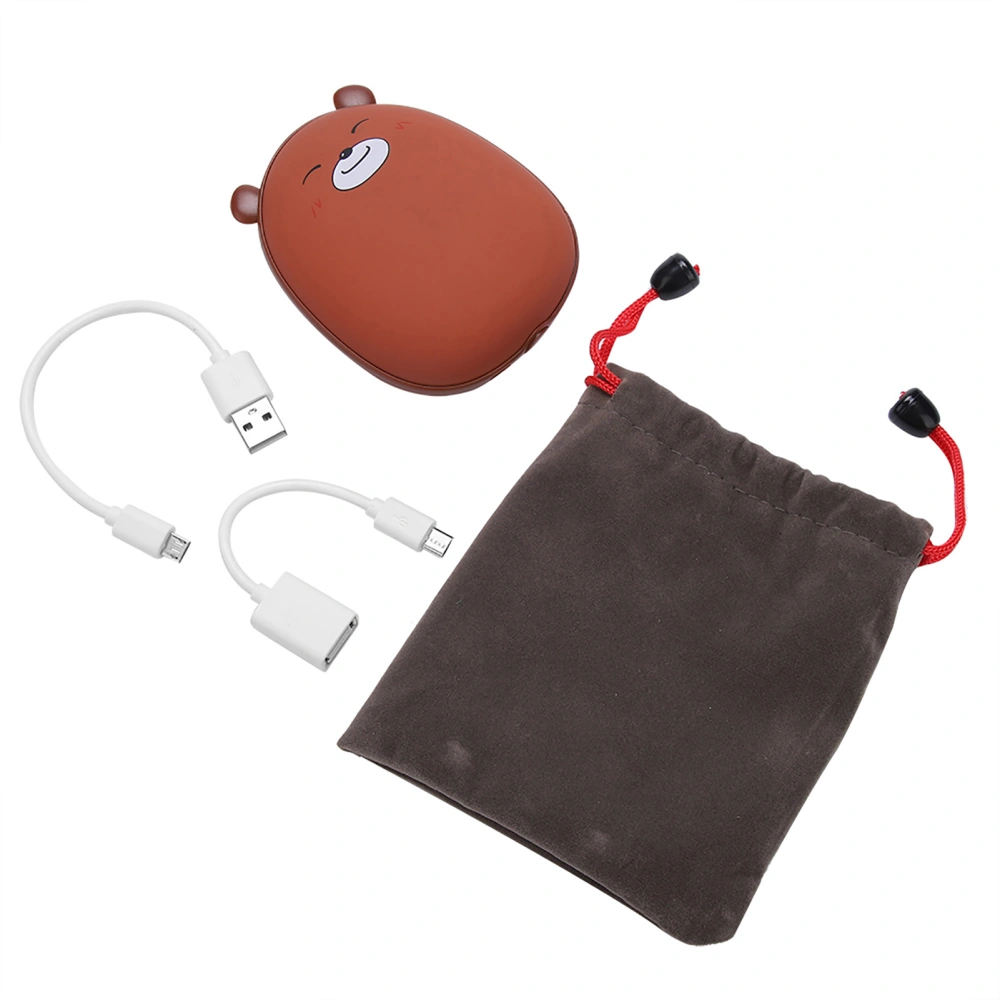 Portable USB Rechargeable Cartoon Hand Warmer Mini Power Bank for Home Office Use(Brown Bear)